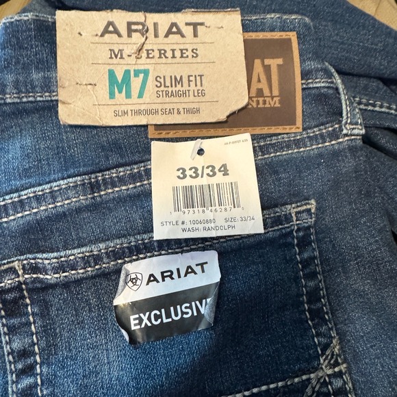 Ariat M7 Slim Straight Leg Jeans Men's 33X34 Randolph Landman Yellowstone New - Picture 3 of 11